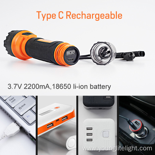 Rechargeable 5W LED flashlight with Tail rope whistle